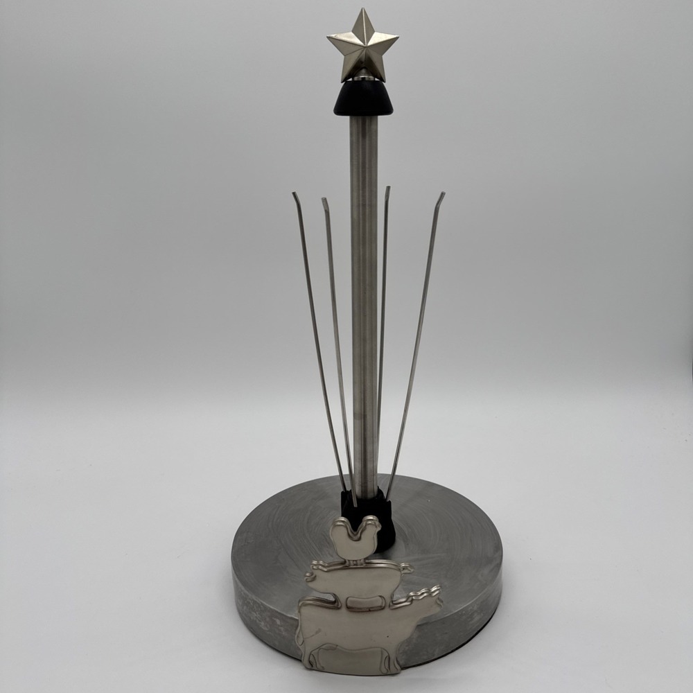 Kamenstein Brushed Stainless Steel Paper Towel Holder Country‎ Cow Pig Rooster